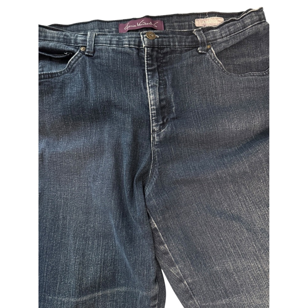 Gloria Vanderbilt Amanda Straight Leg Jeans Dark Wash Raw Hem Womens 12 High Ris